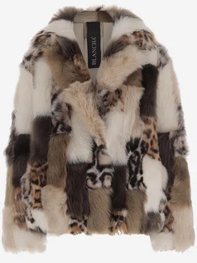 Blancha Color-block Shearling Jacket In Brown