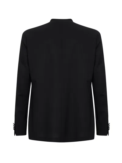 Tagliatore Double-breasted Wool Blazer In Black