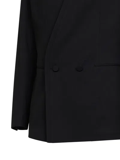Tagliatore Double-breasted Wool Blazer In Black