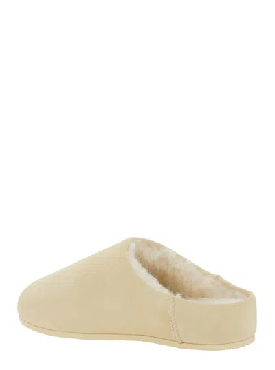 Ugg Logo-lettered Shearling-lined Slipper In Beige