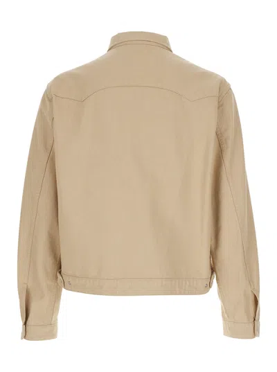 Dsquared2 Beige Jacket With Classic Collar And Front Patch Pockets In Cotton Man In Neutral