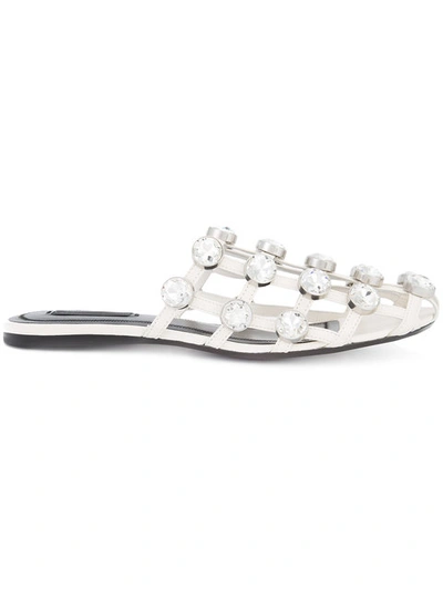 Alexander Wang Amelia Crystal Cage Mule (women) In White