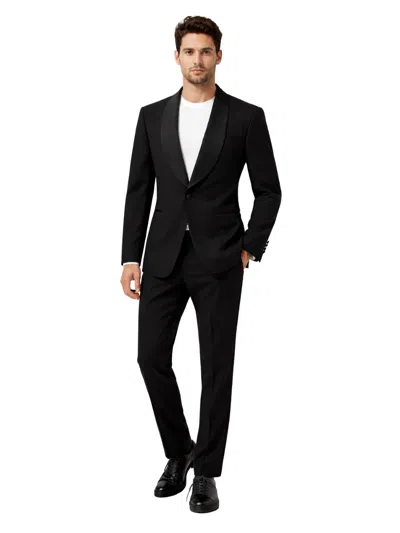 Tom Ford Satin-trimmed Wool And Silk Pant Suit In Black
