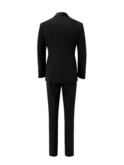 Tom Ford Satin-trimmed Wool And Silk Pant Suit In Black
