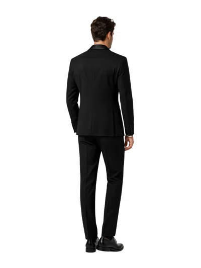 Tom Ford Satin-trimmed Wool And Silk Pant Suit In Black