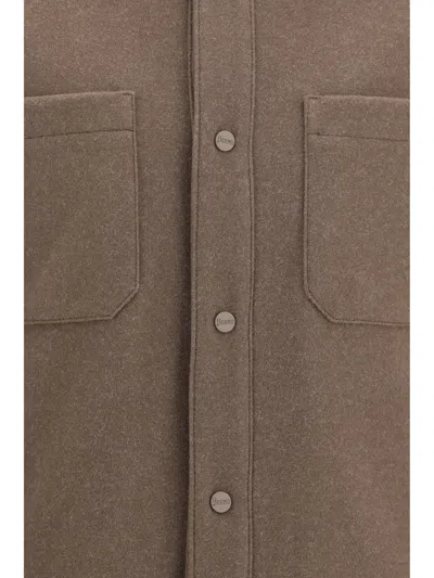 Herno Snap-button Polyester Jacket In Brown