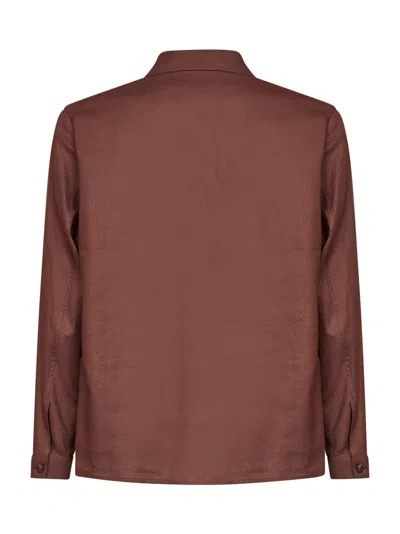 Hevo Specchiolla Flap-pocket Long-sleeve Shirt In Brown