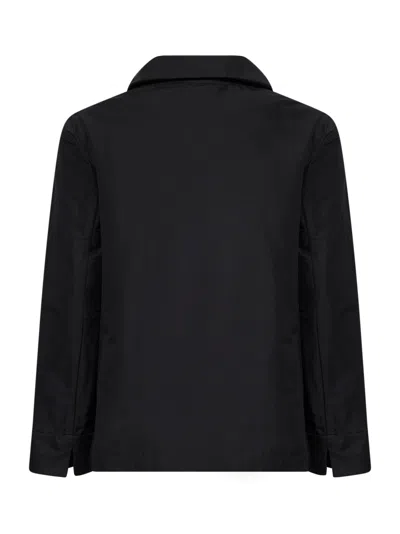 Max Mara Cotton-blend Button-front Jacket In Black