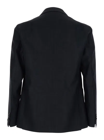 Tagliatore Single-breasted Stretch Wool Jacket In Blue