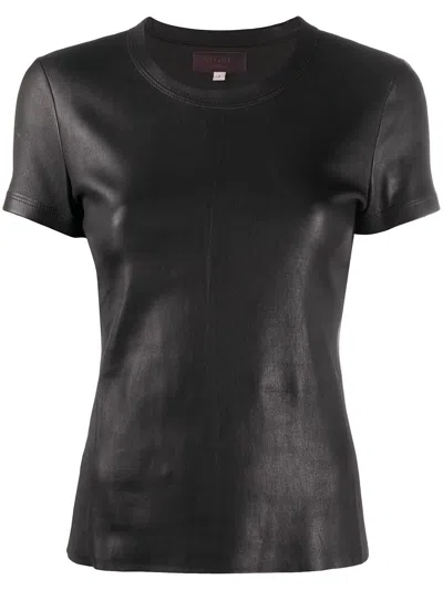 Stouls 05 Stretch-leather T-shirt In Black