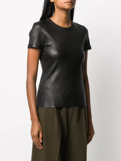 Stouls 05 Stretch-leather T-shirt In Black