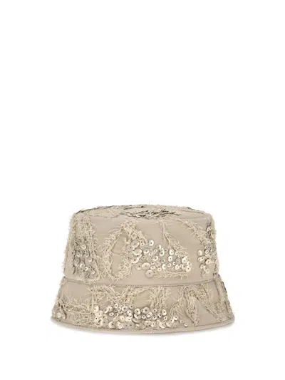Brunello Cucinelli Mcap99001 Embroidered Sequin Bucket Hat In Neutral
