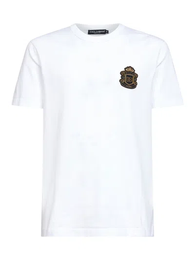 Dolce & Gabbana Heraldic Patch Short Sleeve T-shirt Size 48 In White
