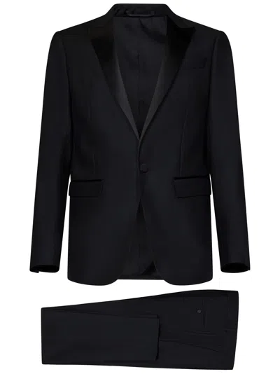 Dsquared2 Tailored Suit Featuring Satin Trim In Black