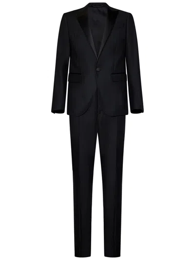 Dsquared2 Tailored Suit Featuring Satin Trim In Black