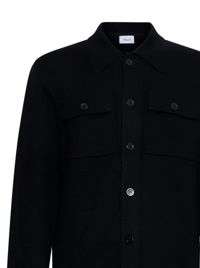 D 4.0 Blue Virgin Wool Knit Jacket In Black
