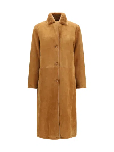 Sword 6.6.44 S.w.o.r.d 6.6.44 Leather Shearling Coat In Neutral