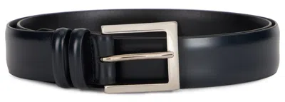Orciani Brushed Leather Belt With Rectangular Buckle In Red