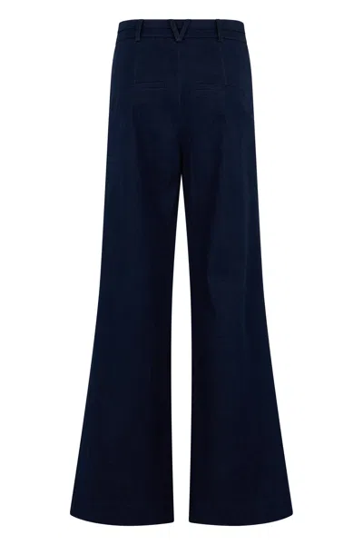 Veronica Beard Bell-bottom Viscose Jeans In Navy