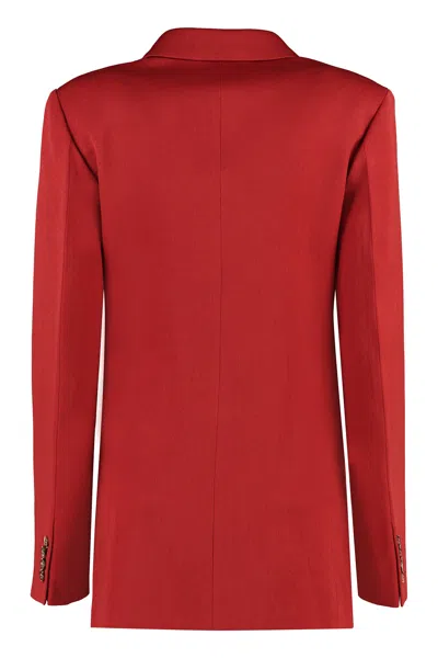 Victoria Beckham Double-breasted Wool Blazer With Structured Shoulders In Red