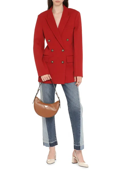 Victoria Beckham Double-breasted Wool Blazer With Structured Shoulders In Red