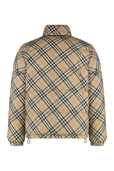 Burberry Quilted Jacket With Distinctive Plaid Pattern In Neutral