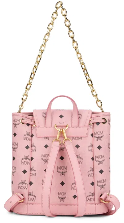 Mcm Monogram-embossed Synthetic Leather Backpack In Pink