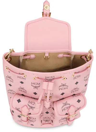 Mcm Monogram-embossed Synthetic Leather Backpack In Pink