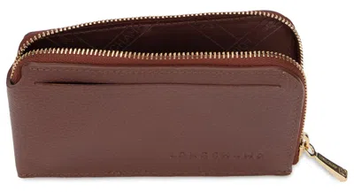 Longchamp Leather Wallet With Zip Closure In White
