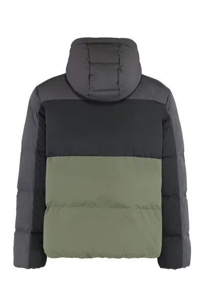 Ea7 Color-block Polyamide Down Jacket In Multi