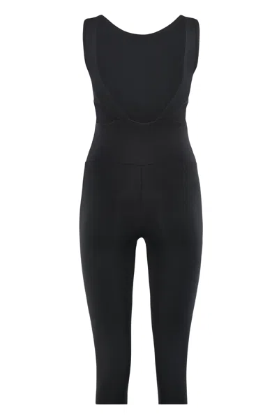 Live The Process Fitted Long Jumpsuit Open Back In Black