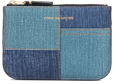 Comme Des Garçons Wallet Denim Patchwork Lambskin Wallet In Blue