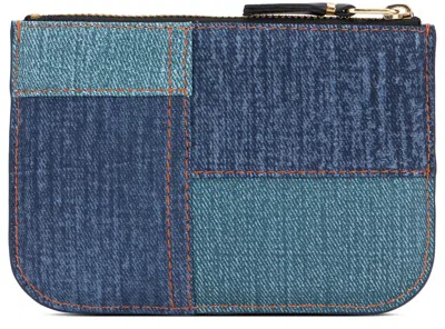 Comme Des Garçons Wallet Denim Patchwork Lambskin Wallet In Blue