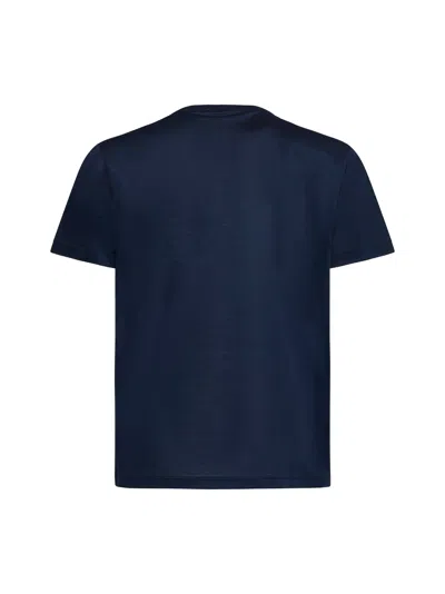 D 4.0 Blue Silk Jersey Crewneck T-shirt In Navy