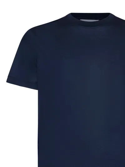 D 4.0 Blue Silk Jersey Crewneck T-shirt In Navy
