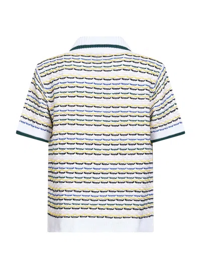 Casablanca Cotton Tuck Stitch Button-up Sweater In Multi