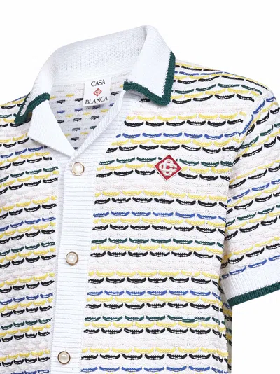 Casablanca Cotton Tuck Stitch Button-up Sweater In Multi