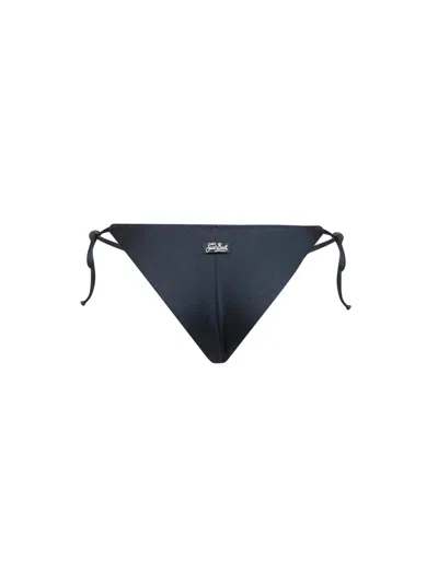 Mc2 Saint Barth Logo-print Adjustable Drawstring Bikini Bottom In Blue