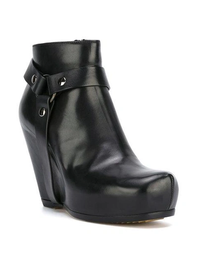 Shop Rick Owens Harness Wedge Ankle Boots - Black