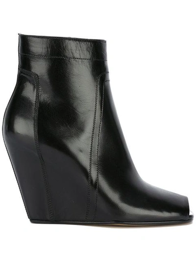 Shop Rick Owens Open-toe Wedge Ankle Boots - Black