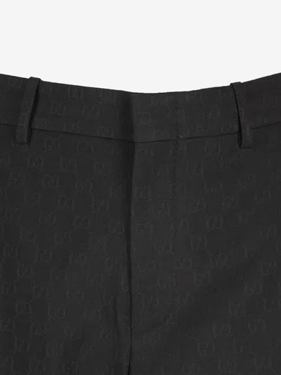 Gucci Tailored Trousers Subtle Pattern Belt Loops In Black