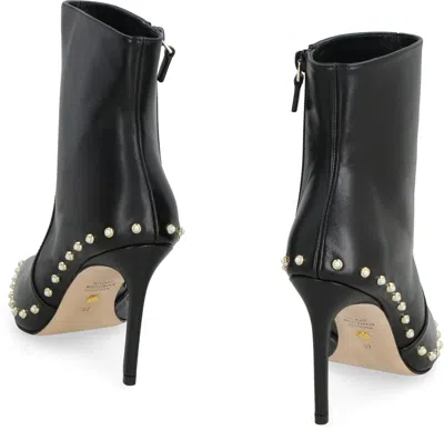 Stuart Weitzman Studded Leather Pointy-toe Heel Boot In Black