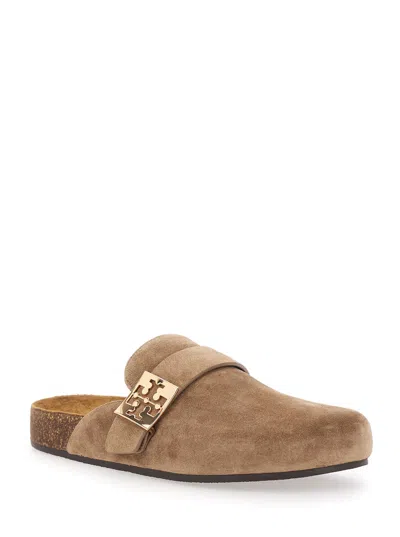 Tory Burch Suede Buckle-strap Mule In Brown