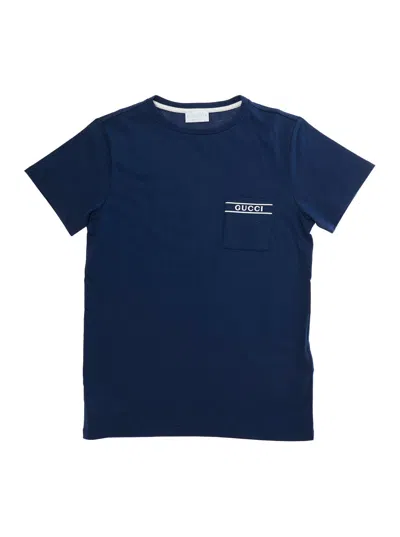 Gucci Kids Patch Pocket T-shirt In Blue