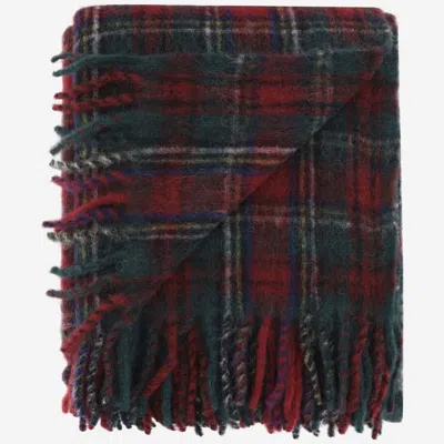 Saint Laurent Wool Blend Check Scarf In Red