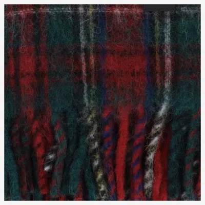 Saint Laurent Wool Blend Check Scarf In Red