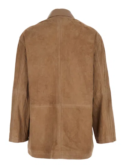 Arma Collared Leather Jacket In Multi