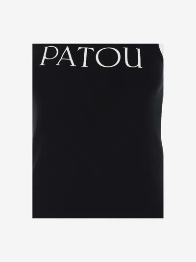 Patou Modern Sleeveless Scoop Neck Tank Top In Black