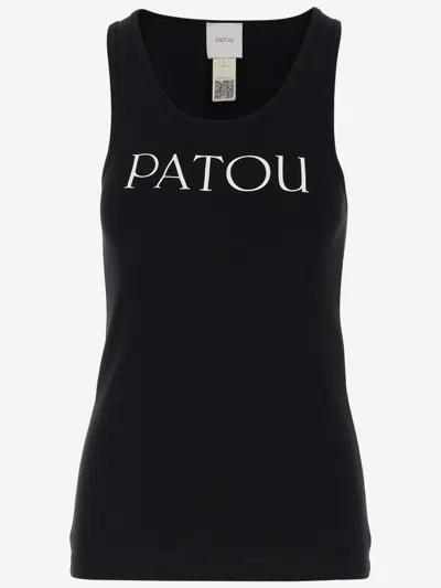 Patou Modern Sleeveless Scoop Neck Tank Top In Black