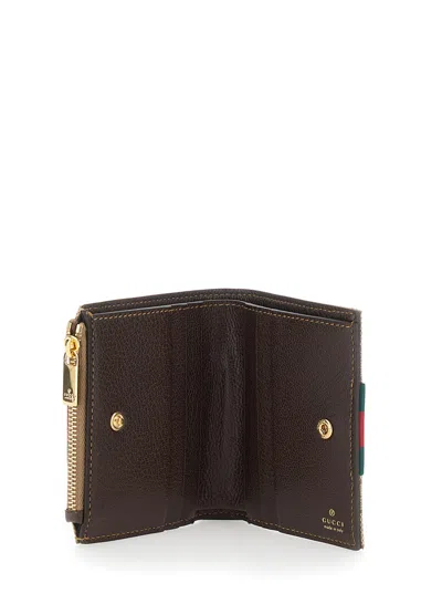 Gucci Gg Canvas Web-striped Wallet In Beige